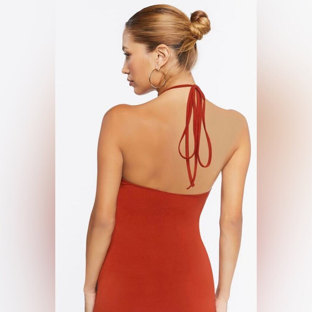 Sexy Cut Out Rust Halter Dress - XL - Picture 3 of 3